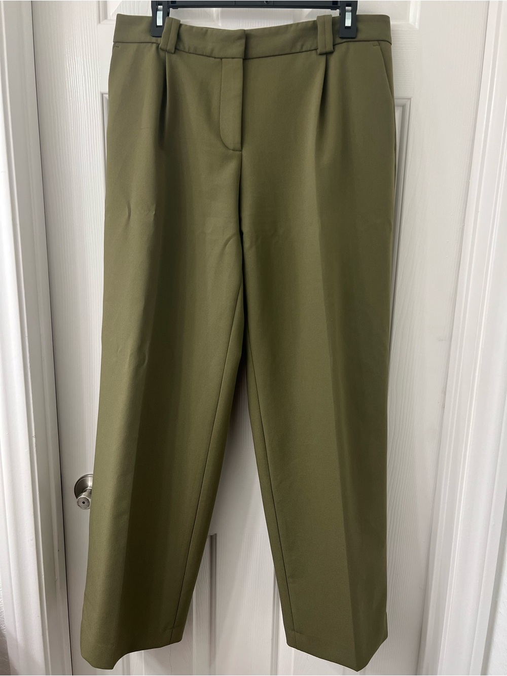 Zara Classic Straight Cut Pleated Olive Green Dress Pants
